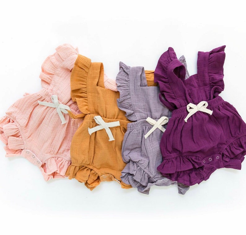 Baby Girl Gauze Ruffled Rompers Multiple Colors Etsy