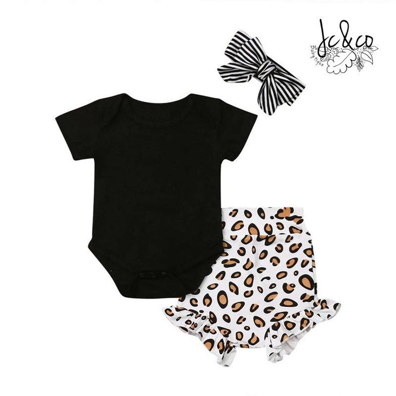 Baby Girl Leopard Print 3pc Outfit Baby Girl Clothes Etsy
