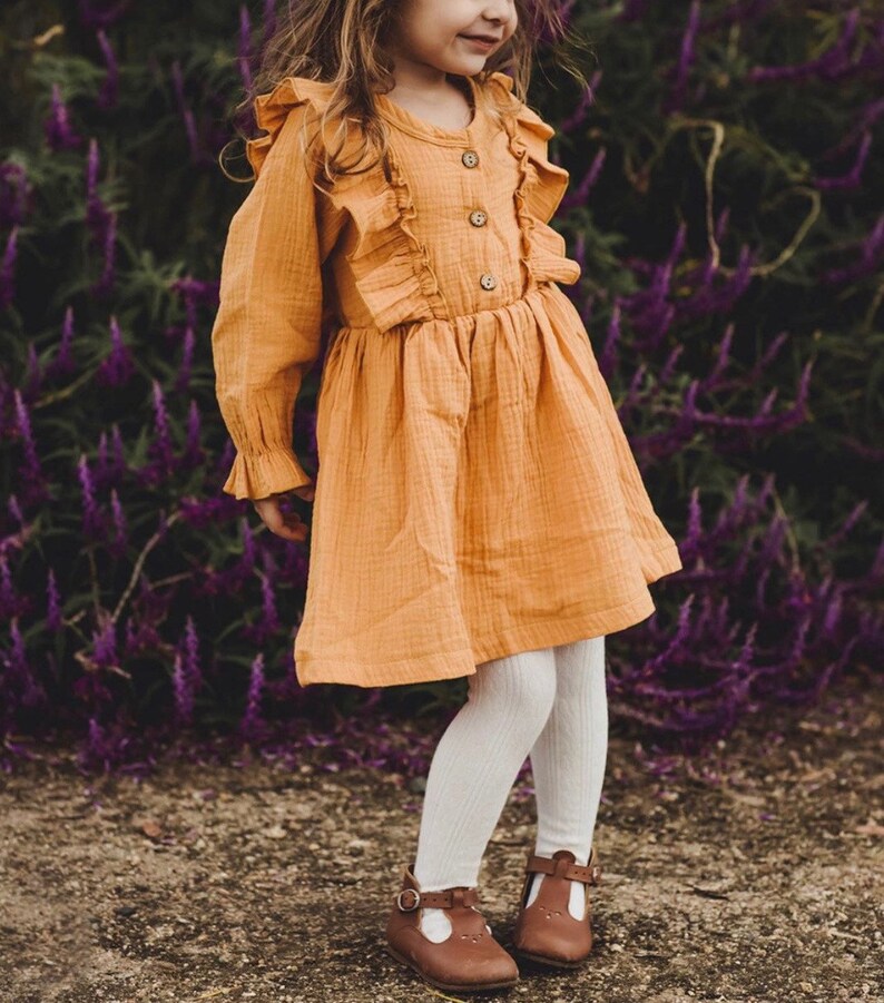 Baby Girl Gauze Ruffled Dresses Baby Girl Clothes Etsy