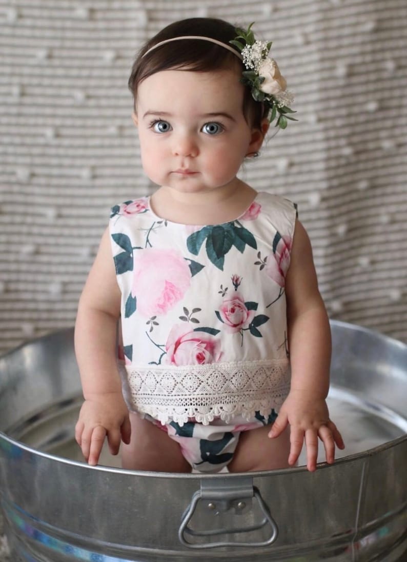 Baby Girl Floral 2PC Lace Romper Baby Girl Clothes