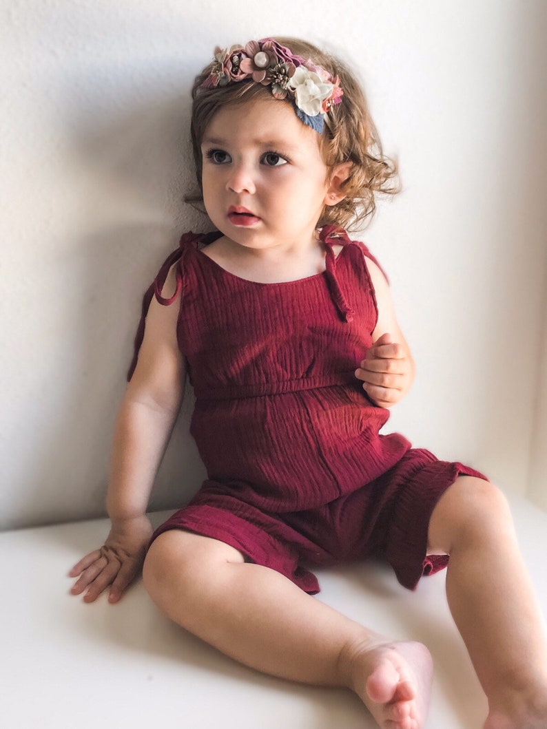 Baby Girl Clothes Ava Shoulder Tie Gauze Jumpsuits Etsy