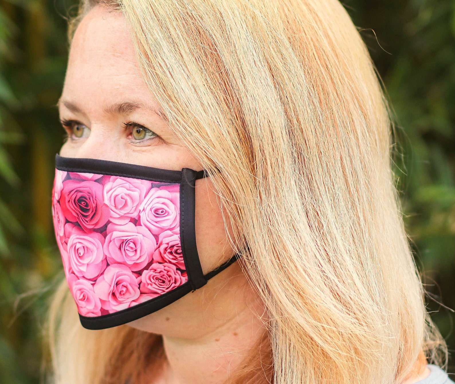 Ladies Pink Face Mask Pretty Pink Rose mask Reusable triple Etsy