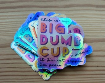 This is my big dumb cup sticker, funny, humor, snark, snarky sticker, SNL, Stanley Cup, Hydro Jug, holographic, waterproof, scratch proof