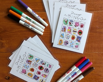 Bingo de cena, mesa de cena, almuerzo, desayuno, hora de la comida, juegos, juegos de cartas, juegos para niños, juegos para niños pequeños