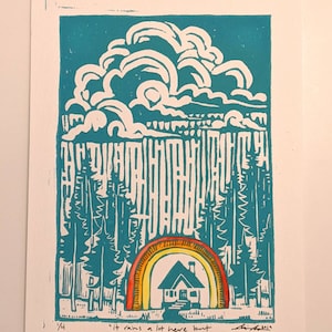 It rains a lot here but we are happy anyways, Pacific Northwest art, rainbow, washington, Oregon, Vancouver