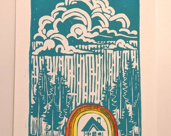 It rains a lot here but we are happy anyways, Pacific Northwest art, rainbow, washington, Oregon, Vancouver