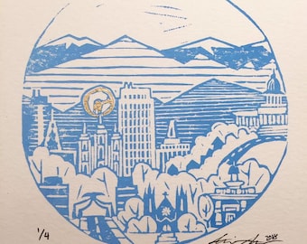 Essence of Smog, Salt Lake City, Cityscape, landscape, Salt Lake Temple, LDS Temple, Mormon Art, general conference