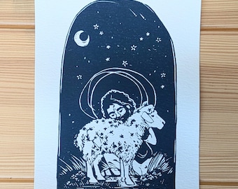 Burrs, Jesucristo, Pastor, Biblia, Arte del Nuevo Testamento, Arte religioso, Estrellas, Cielo nocturno, Ovejas