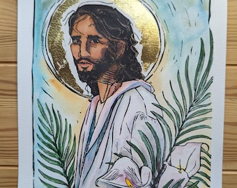Yo soy la resurrección y la vida; arte SUD; arte mormón; Jesucristo; lirios de Pascua; arte cristiano; conferencia general