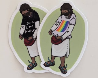 Jesus sticker, My new favorite shirt - Black Lives Matter, LGBTQ+ Pride, progressive christian sticker, BLM, social justice