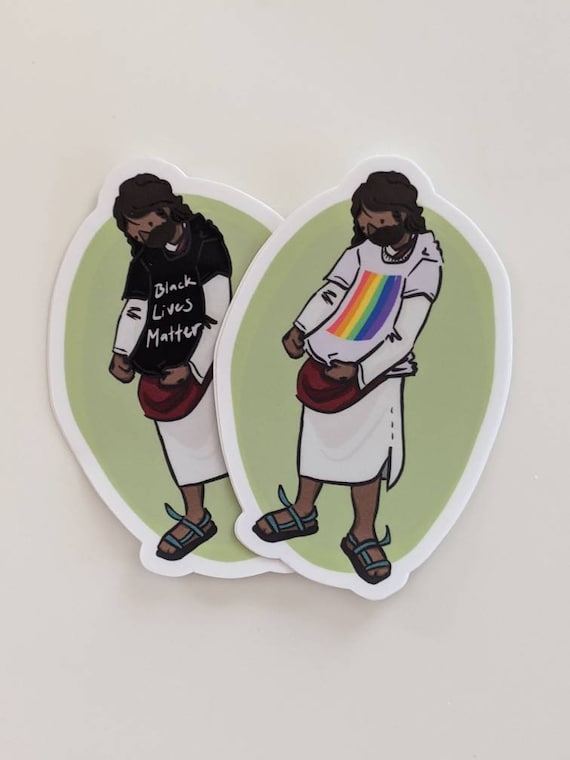 Jesus sticker, My new favorite shirt - Black Lives Matter, LGBTQ+ Pride, progressive christian sticker, BLM, social justice