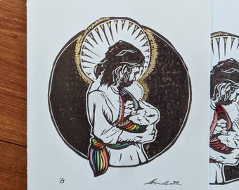 Bebé llevando a Cristo, Cristo con sus pequeños, bebé arcoíris, arte mormón, arte SUD, arte cristiano, halo, bebé ángel, conferencia general