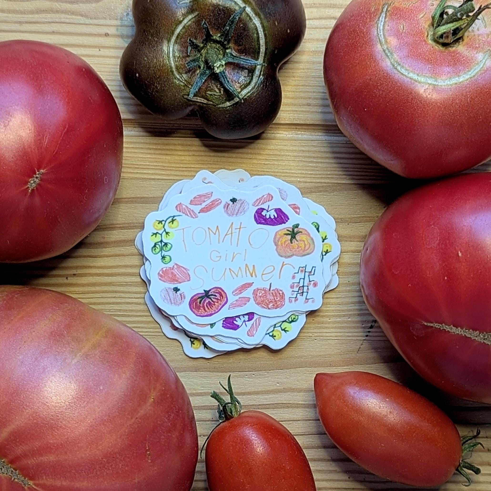 Tomato Source Sticker Design Tomato Girl Summer Sticker, Tomatoes, Vegetable, Fruit, Garden, Produce ...