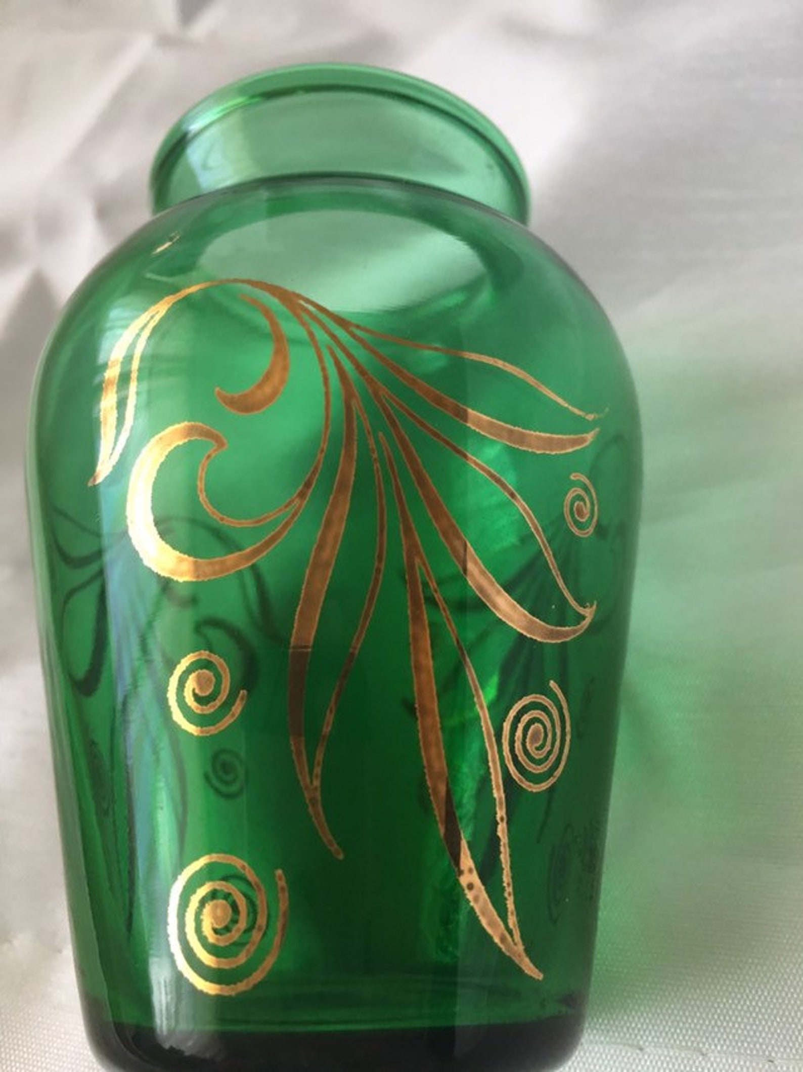 Green Bud Vase Set Gold Trim Mid Century Etsy