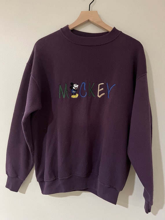 Vintage Purple Mickey Embroidered Sweatshirt