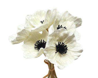 USA California- Real Touch 7 pcs artificial Anemone Poppy flowers