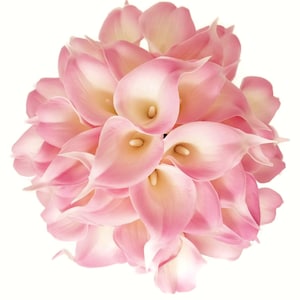 USA SELLER Blush Pink &quot;real touch&quot; 18 pcs artificial PU Calla Lily flowers 14 inches