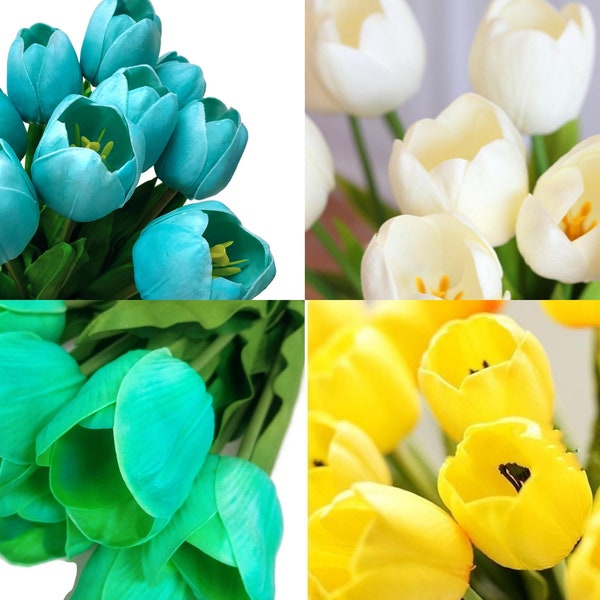 USA Seller XL 26 inch Real Touch Tulips artificial PU flowers (Pack of 5)