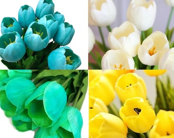 USA Seller XL 26 inch Real Touch Tulips artificial PU flowers (Pack of 5)