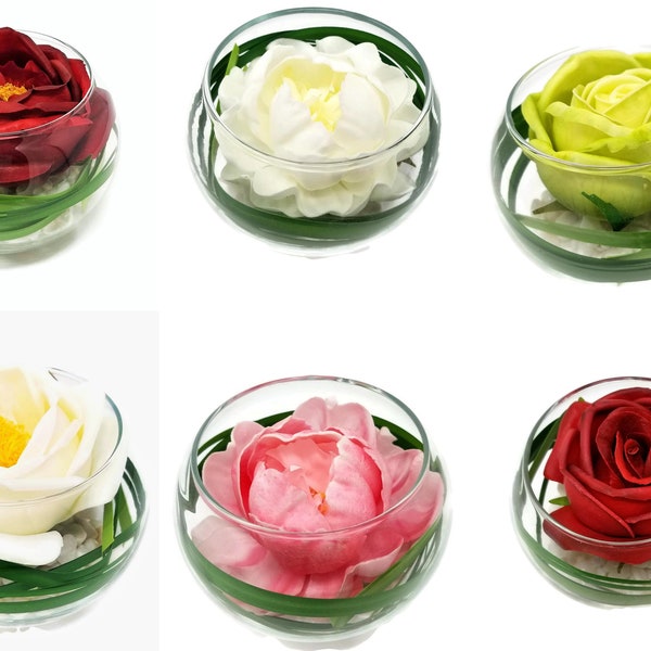 Real Touch single artificial flower arrangement in glass vase