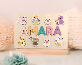 Name Puzzle Personalized Busy Board - Montessori Sensory Toy, 1st Birthday & Christmas Gift, Wooden Nursery Decor, Baby Boy Toddler