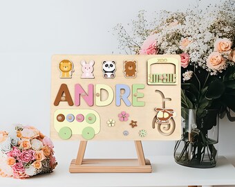 Personalized Solid Wood Name Puzzle | Custom Learning Toy for Toddlers | Handmade, Non-Toxic & Safe | Perfect Baby Gift, Baby Shower