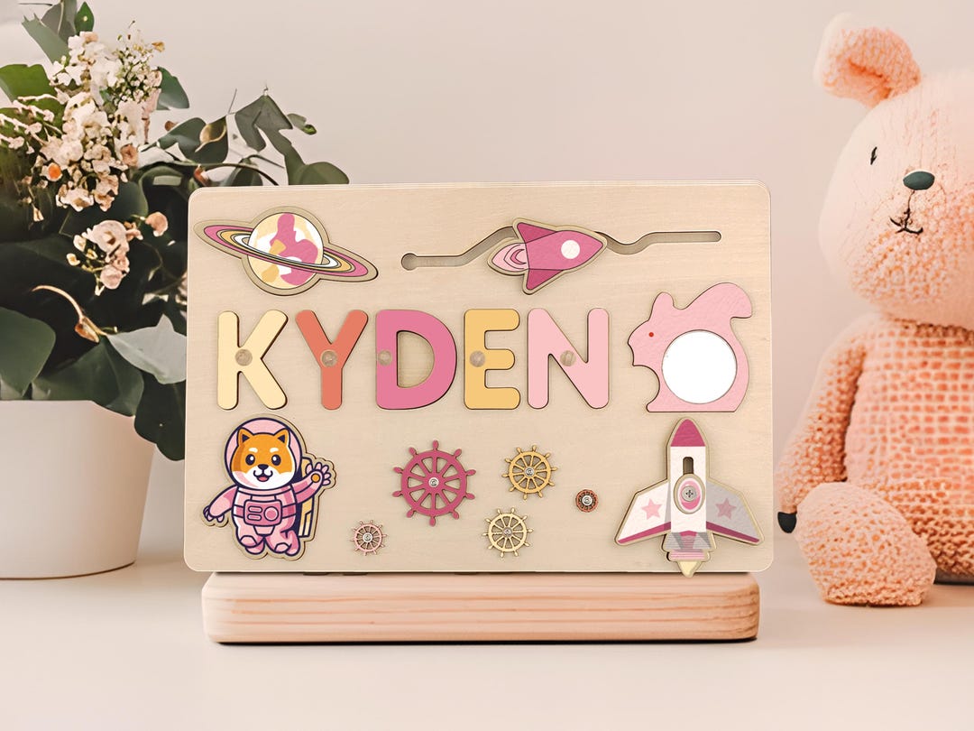 Name Puzzle Wooden Busy Board,montessori Baby Personalized Name Toy for ...