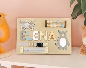 Wooden Name Puzzle Busy Board, Personalized Wood Puzzle for Baby and Toddler, Christmas & Easter Gift, First Birthday| Baby Shower Gift
