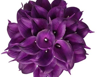 Pacific Blue Real Touch Calla Lilies: 18pcs PU Latex Flowers, 14 Inch