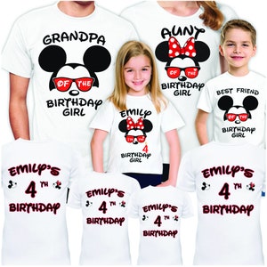 Disney Birthday Shirts Set for Family Party Mickey Matching Trip Gift