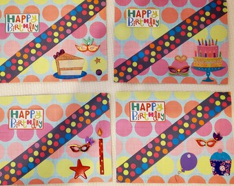 Set of 10 Birthday Celebration Handmade Cards with Message and Envelopes