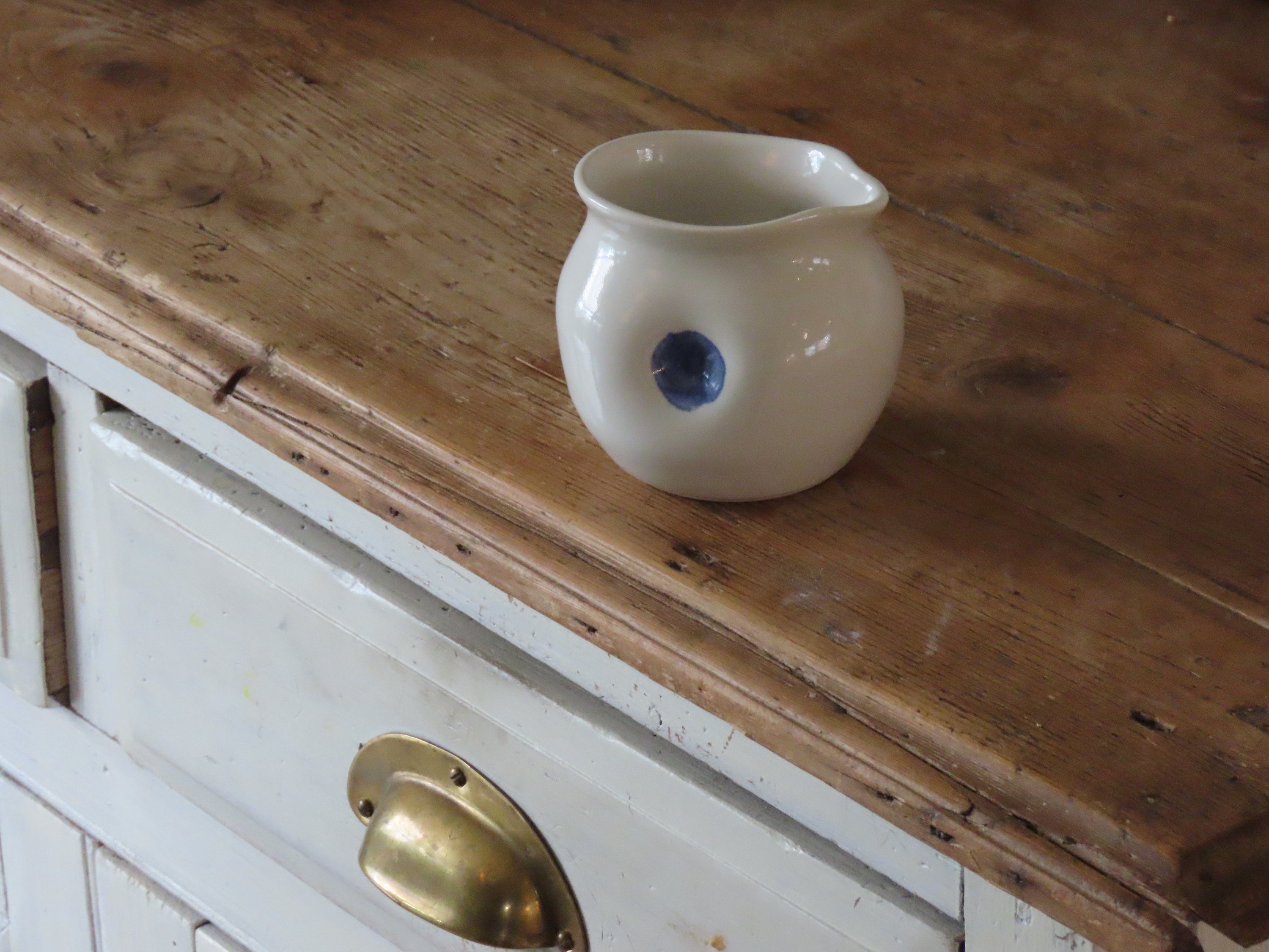 Porcelain Dimple Jug With Blue Spot for Milk Cream or a Dash Etsy