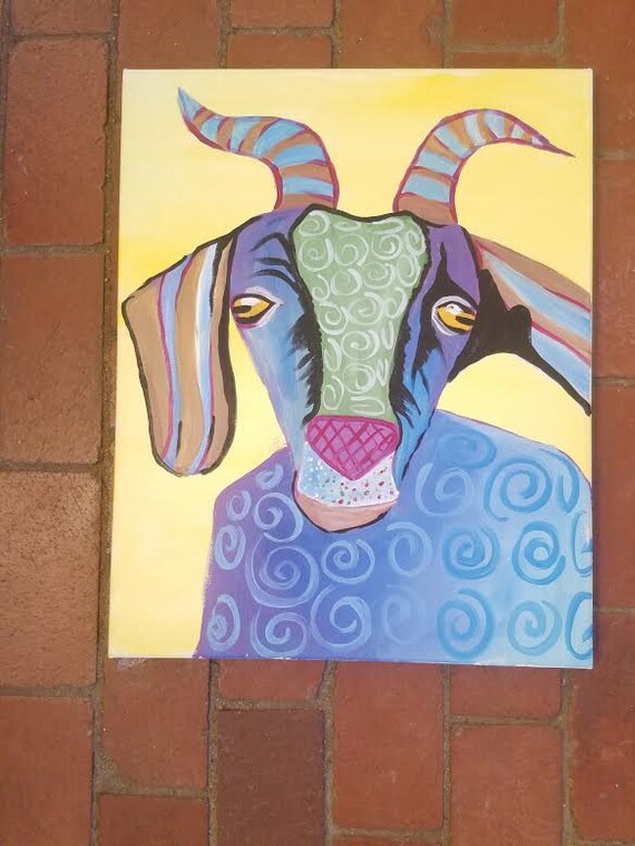 Acrylic Painting Colorful Artsy Goat Etsy