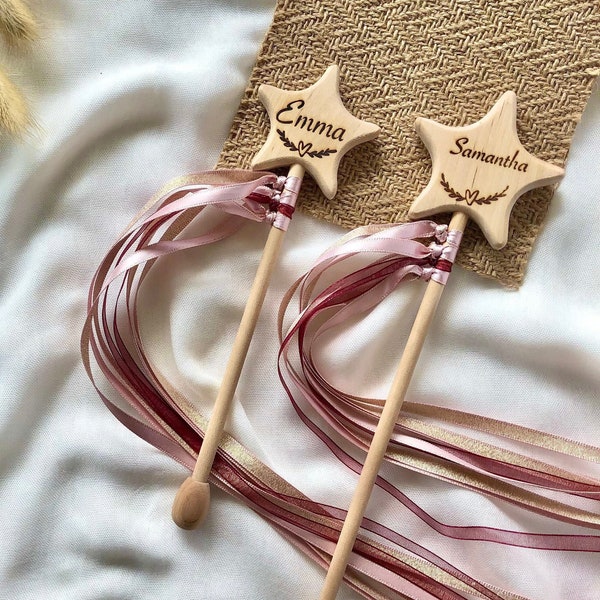 Star magic wand , girls stocking filler, personalised Christmas gift toddler , toddler stocking stuffer , fairy ribbon wand , keepsake gift