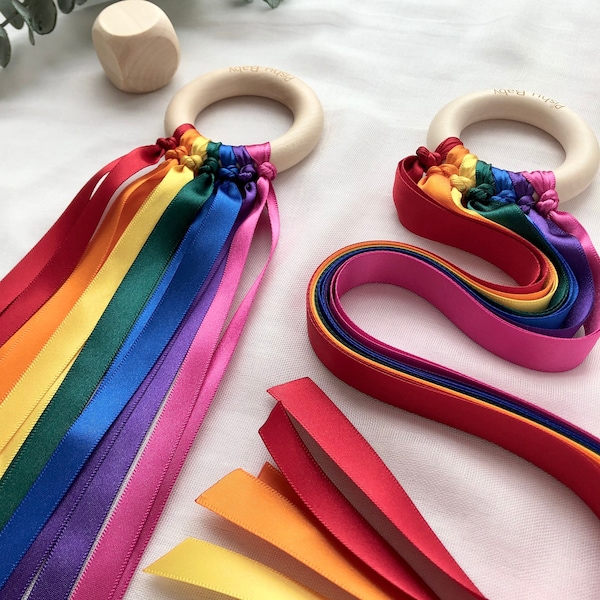 Montessori toy | Baby Sensory toy | Sensory ribbon toy | Waldorf toy | Wooden baby toys | Wooden toddler toys | Rainbow hand kite