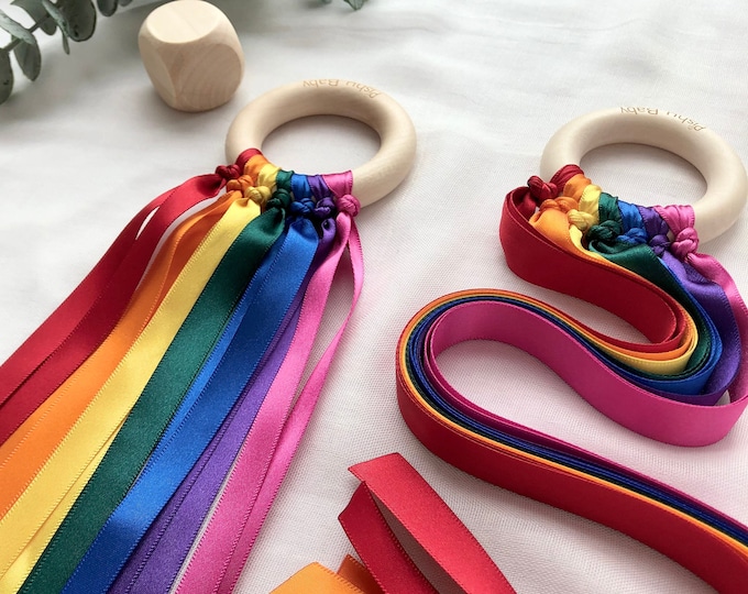 Montessori toy | Baby Sensory toy | Sensory ribbon toy | Waldorf toy | Wooden baby toys | Wooden toddler toys | Rainbow hand kite