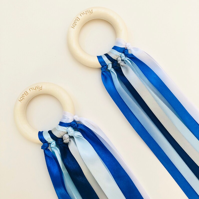 Montessori toy  Baby Sensory toy  Sensory ribbon toy  Blue