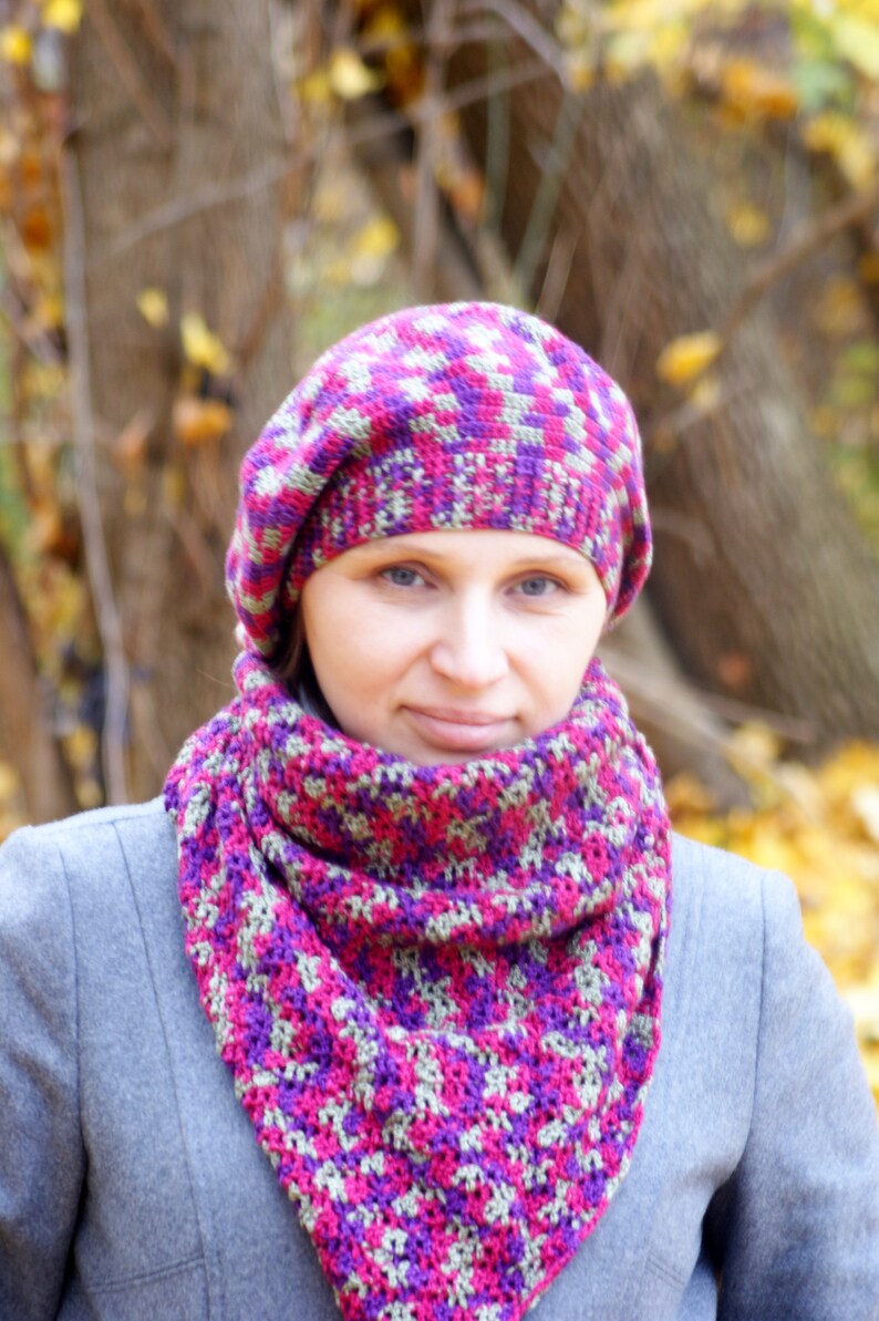 Hat and Scarf Set For Women Baktus Scarf Beret set shawl is a Etsy