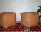 30 off two square leather pouf, leather ottoman poof, oversized pouffe, unstuffed pouf , moroccan pouf , ottoman leather ,cover pillow