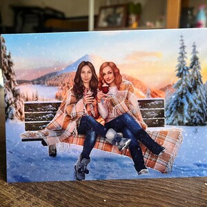 Carte de Noël simple brillante Wynonna Earp/Wayhaught Blanket Snow Scene A6 Landscape