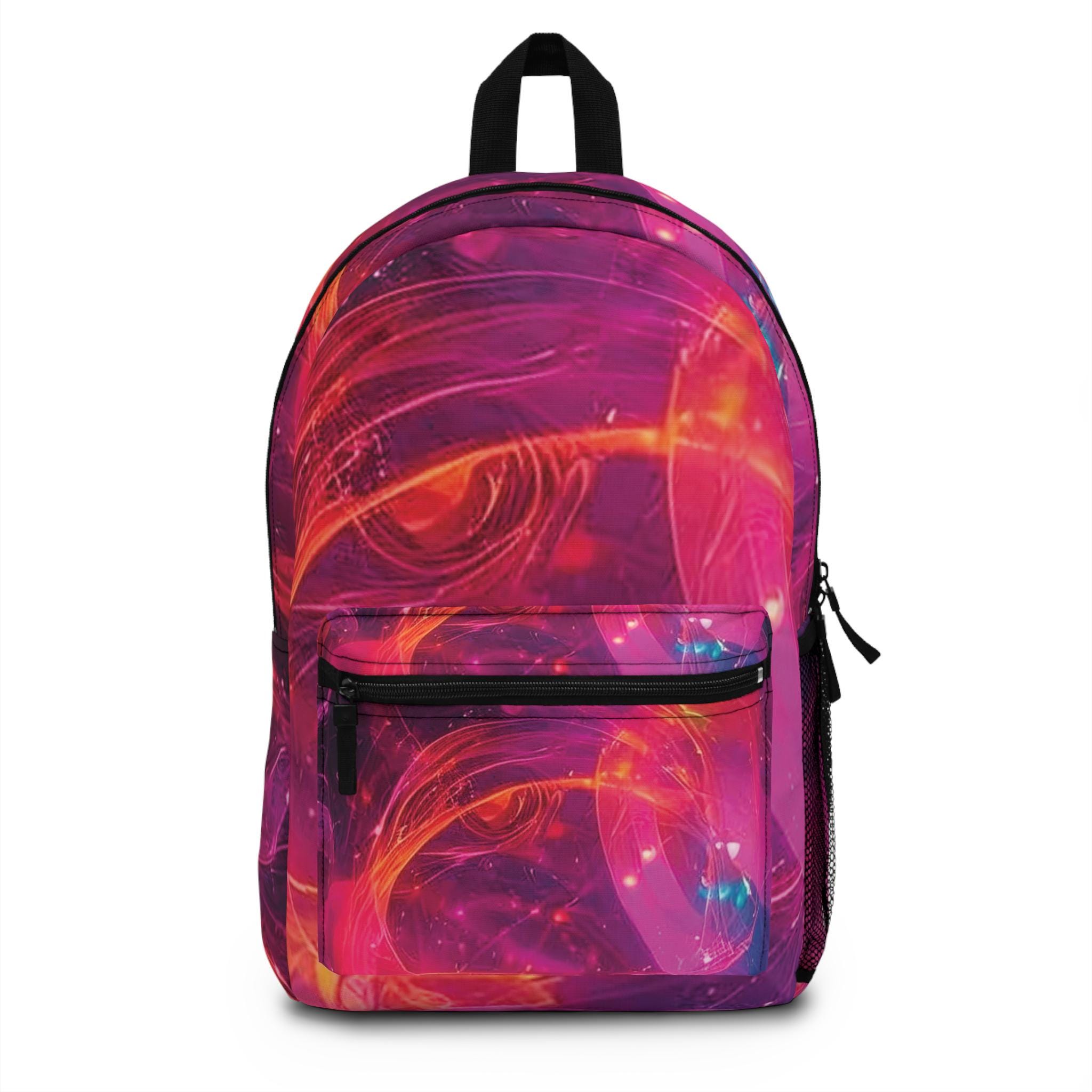 Abstract Neon Swirl Backpack | Cosmic Pink Orange Galaxy - Etsy
