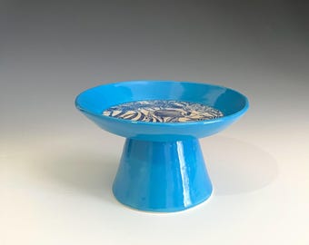 Ceramic Pedestal Cat Food Plate