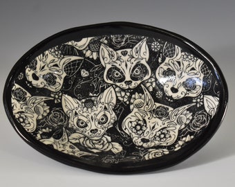 Ceramic Low Profile Cat Food Bowl