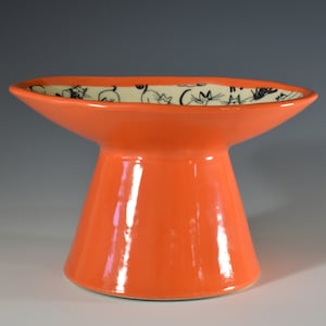 Ceramic Pedestal Cat Food Bowl