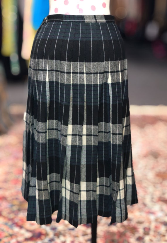 50s pleated plaid wool skirt by Century - image 4