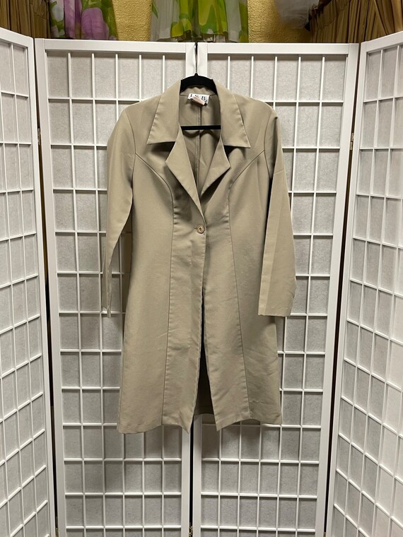 80s tan polyester overcoat by I.S.P - image 1