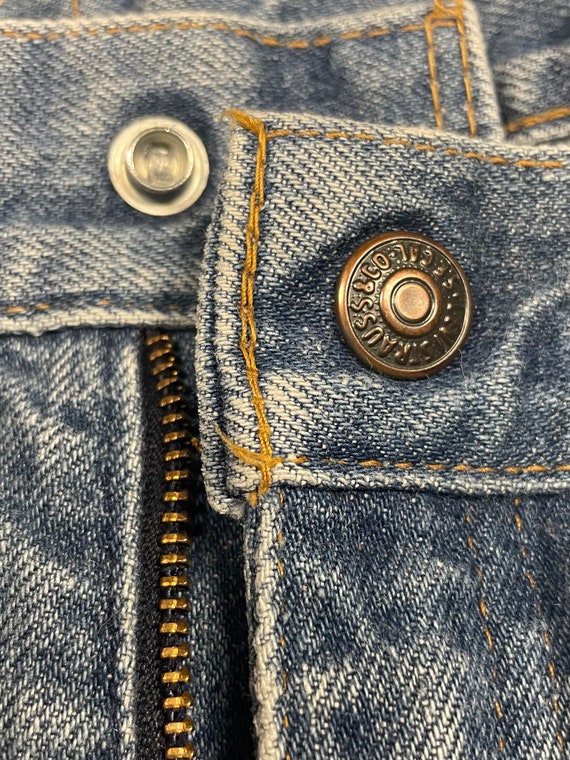 70s Levi’s orange tag flared blue jeans - image 5