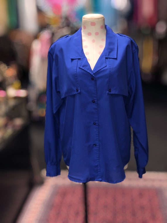 70s Diane Von Furstenburg blue blouse - image 2