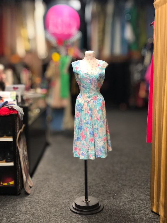 80s floral day dress