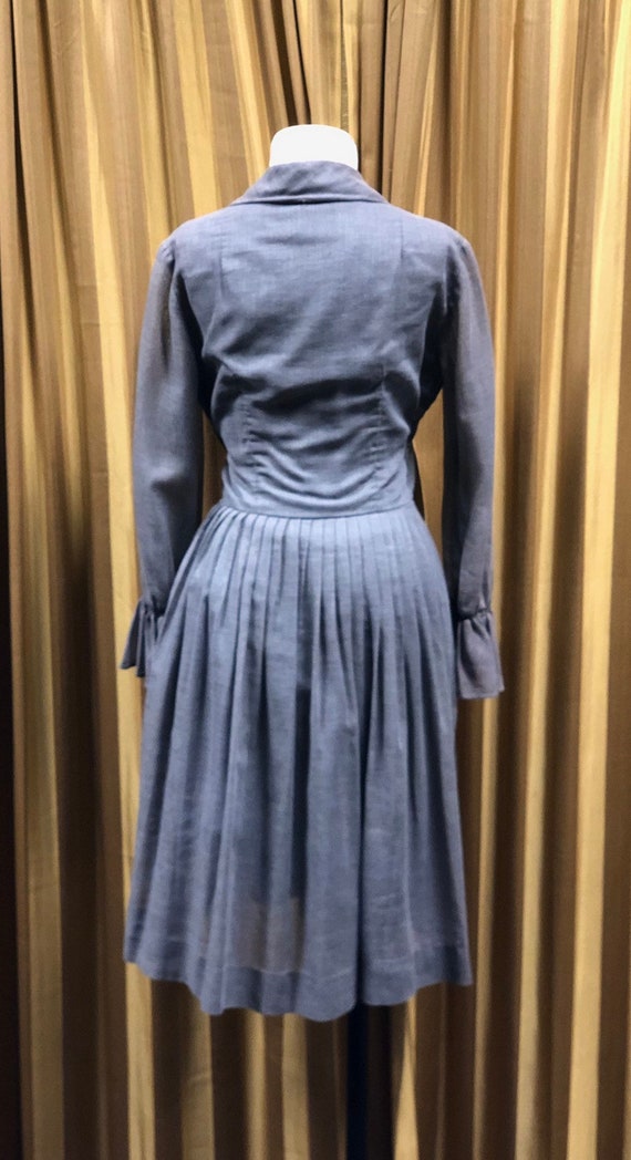 Vintage 1950's Gray Ruffle Dress - image 4